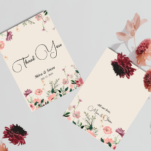 bohemien chic bloem bruiloft bedankkaart