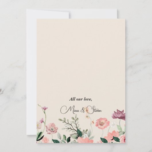 bohemien chic bloemend huwelijks dankkaart bedankkaart (Achterkant)