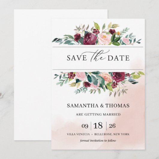 Bohemienbloesje met roze bruine bloem bespaart de  kaart (Voorkant / Achterkant)