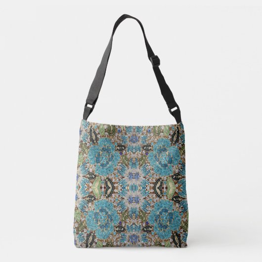 bohemiene girale zilverturkooizen blauwe bloem crossbody tas (Achterkant)