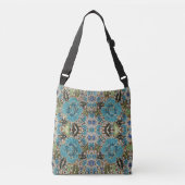 bohemiene girale zilverturkooizen blauwe bloem crossbody tas (Voorkant)