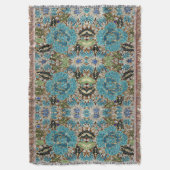 bohemiene girale zilverturkooizen blauwe bloem deken (Voorkant Verticaal)