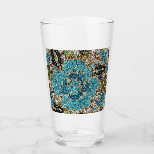 bohemiene girale zilverturkooizen blauwe bloem glas (Voorkant)