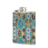 bohemiene girale zilverturkooizen blauwe bloem heupfles (Links)