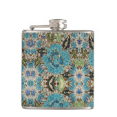 bohemiene girale zilverturkooizen blauwe bloem heupfles (Voorkant)