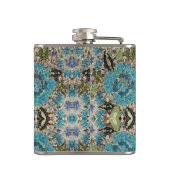 bohemiene girale zilverturkooizen blauwe bloem heupfles (Achterkant)