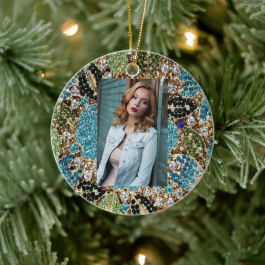 bohemiene girale zilverturkooizen blauwe bloem keramisch ornament (Boom)