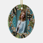 bohemiene girale zilverturkooizen blauwe bloem keramisch ornament (Rechts)