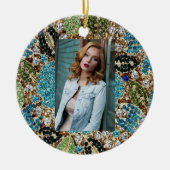 bohemiene girale zilverturkooizen blauwe bloem keramisch ornament (Voorkant)