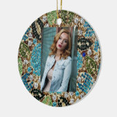 bohemiene girale zilverturkooizen blauwe bloem keramisch ornament (Links)