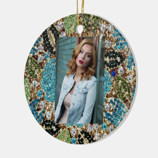 bohemiene girale zilverturkooizen blauwe bloem keramisch ornament (Links)