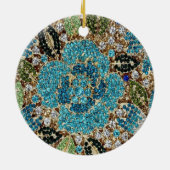 bohemiene girale zilverturkooizen blauwe bloem keramisch ornament (Achterkant)