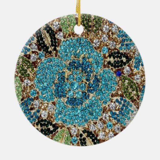 bohemiene girale zilverturkooizen blauwe bloem keramisch ornament (Achterkant)