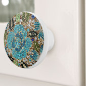 bohemiene girale zilverturkooizen blauwe bloem keramische knop