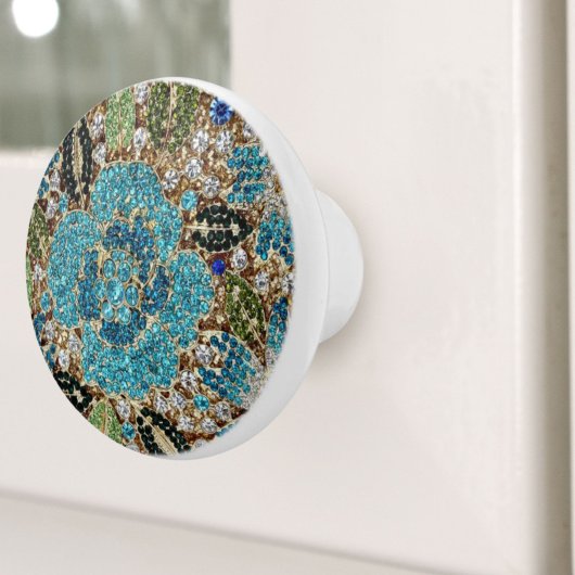 bohemiene girale zilverturkooizen blauwe bloem keramische knop