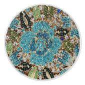 bohemiene girale zilverturkooizen blauwe bloem keramische knop (Voorkant)