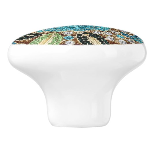 bohemiene girale zilverturkooizen blauwe bloem keramische knop (Zijkant)