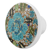 bohemiene girale zilverturkooizen blauwe bloem keramische knop (Rechts)