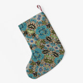 bohemiene girale zilverturkooizen blauwe bloem kleine kerstsok (Achterkant (Hangend))