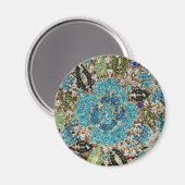 bohemiene girale zilverturkooizen blauwe bloem magneet (Voorkant / Achterkant)