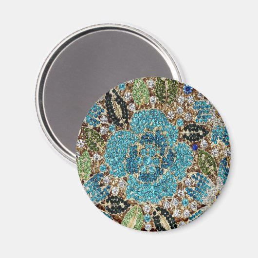 bohemiene girale zilverturkooizen blauwe bloem magneet (Voorkant / Achterkant)