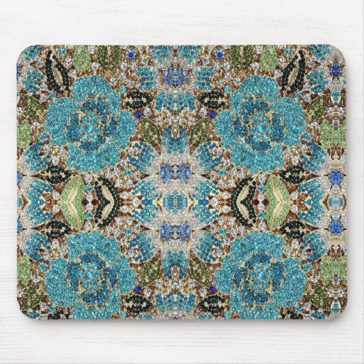 bohemiene girale zilverturkooizen blauwe bloem muismat (Voorkant)