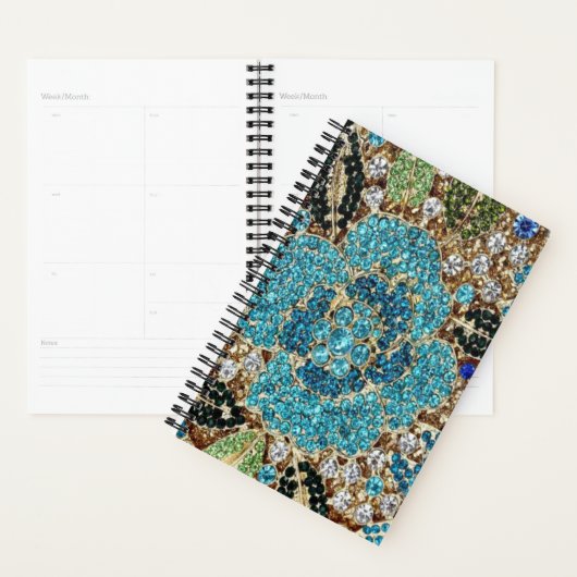bohemiene girale zilverturkooizen blauwe bloem planner (Display)