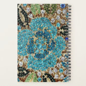 bohemiene girale zilverturkooizen blauwe bloem planner (Achterkant)