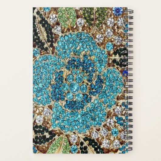 bohemiene girale zilverturkooizen blauwe bloem planner (Achterkant)