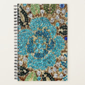 bohemiene girale zilverturkooizen blauwe bloem planner (Voorkant)
