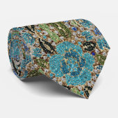 bohemiene girale zilverturkooizen blauwe bloem stropdas (Opgerold)