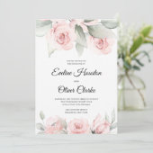 Bohemiene zwarte roze rozen en groene boho weddin kaart (Staand voorkant)