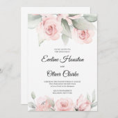 Bohemiene zwarte roze rozen en groene boho weddin kaart (Voorkant / Achterkant)