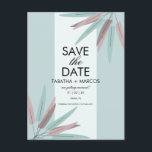 BOHEMIENEN Blaadje Tribal SAVE THE DATE Briefkaart<br><div class="desc">SAVE THE DATE Uitnodiging met geïllustreerde blad bos Kleurblok Elke kleur achtergrond</div>