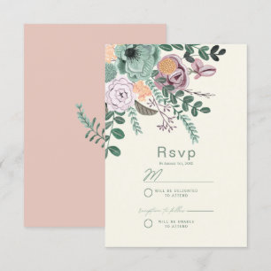 Bohemiengroenbloem en zwarte Chic Floral Flowers Kaart