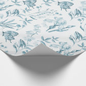 Bohemienpastelblauw  vlinderbloemig cadeaupapier (Hoek)