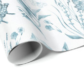 Bohemienpastelblauw  vlinderbloemig cadeaupapier (Rol Hoek)