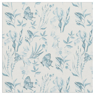 Bohemienpastelblauw  vlinderbloemig stof