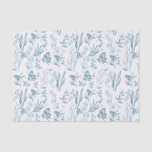 Bohemienpastelblauw  vlinderbloemig tissuepapier (Voorkant)