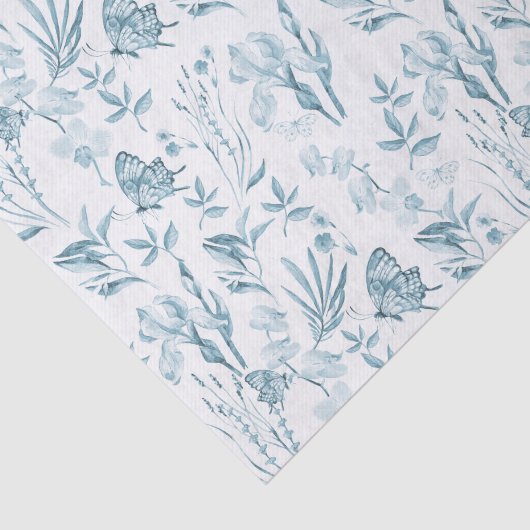 Bohemienpastelblauw vlinderbloemig tissuepapier (Detail)