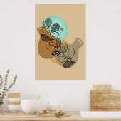 BOHEMIENSE ABSTRACTE MINIMALIST MET ZWARTE BLAADJE POSTER (Keuken)