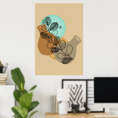 BOHEMIENSE ABSTRACTE MINIMALIST MET ZWARTE BLAADJE POSTER (Thuiskantoor)