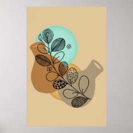 BOHEMIENSE ABSTRACTE MINIMALIST MET ZWARTE BLAADJE POSTER