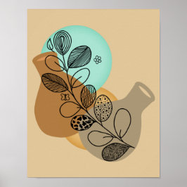 BOHEMIENSE ABSTRACTE MINIMALIST MET ZWARTE BLAADJE POSTER