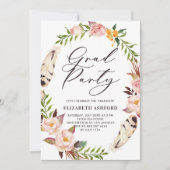 Bohemienveren en Floral Wreath Afstuderen Kaart (Voorkant)