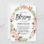 Bohemienveren en Floral Wreath Baby Blessing Kaart (Voorkant)