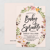 Bohemienveren en Floral Wreath Baby Sprinkle Kaart (Voorkant / Achterkant)