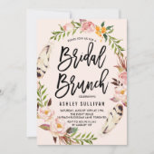 Bohemienveren en Floral Wreath Bridal Brunch Kaart (Voorkant)