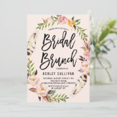Bohemienveren en Floral Wreath Bridal Brunch Kaart (Staand voorkant)