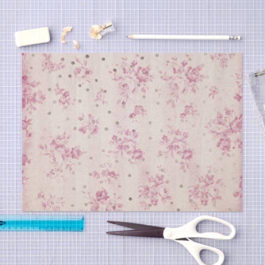 Bohemiese pastelroze strepen bloempoolstippen tissuepapier (Craft)